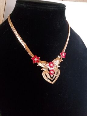 Vintage Faux Ruby/ Diamond Necklace.